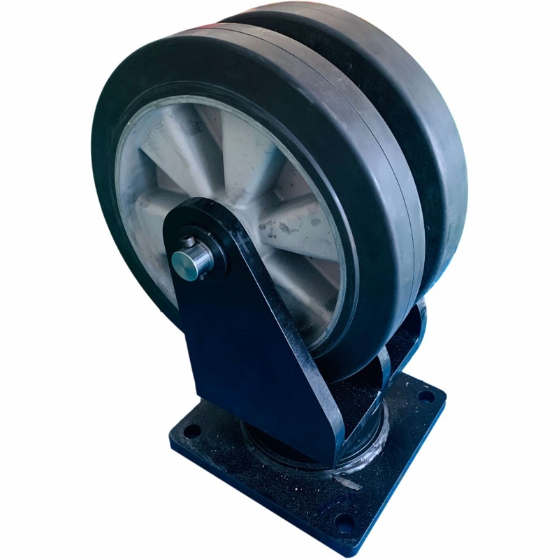 O rodízio de borracha da indústria de 2 toneladas do AGV roda rodízios gêmeos resistentes do giro da roda